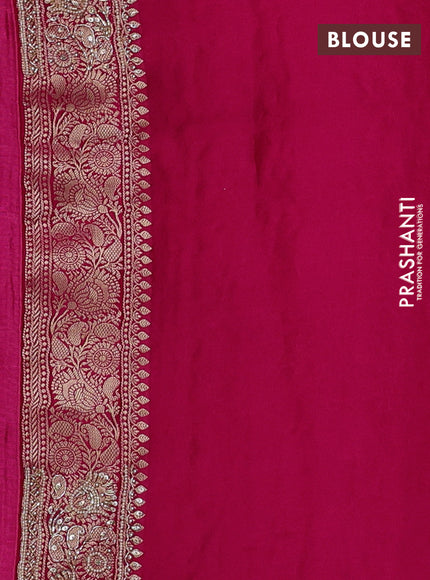 Banarasi silk saree pink with allover zari woven weaves and zardosi work pallu & border