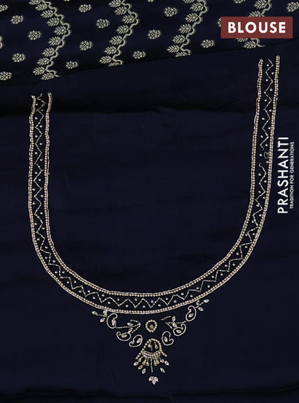 Banarasi silk saree navy blue with allover zari woven weaves and zardosi work pallu & border