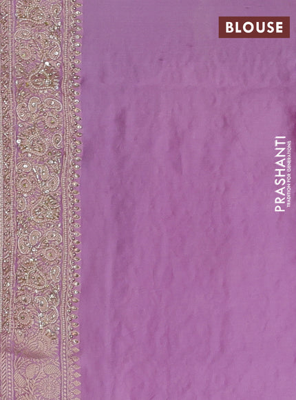 Banarasi silk saree lavender with allover zari woven weaves and zardosi work pallu & border