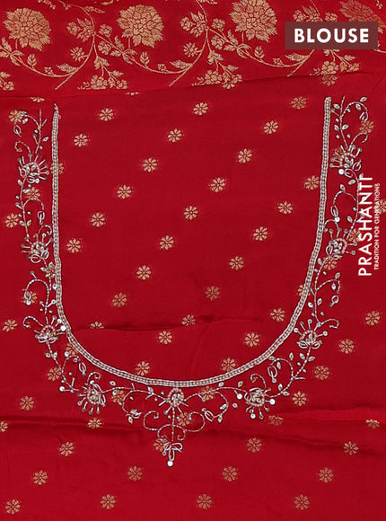 Banarasi silk saree red with allover zari woven weaves and zardosi work pallu & border