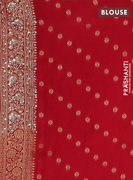 Banarasi silk saree red with allover zari woven weaves and zardosi work pallu & border
