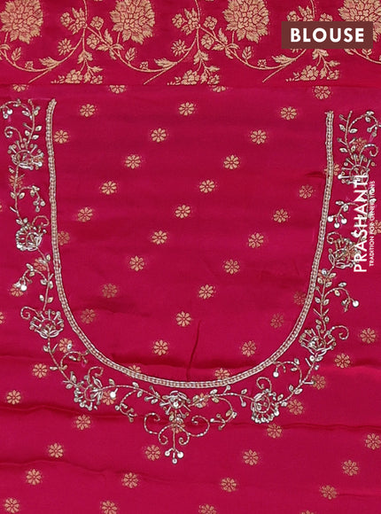 Banarasi silk saree dark pink with allover zari woven weaves and zardosi work pallu & border