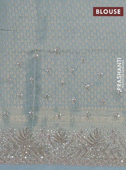 Banarasi silk saree pastel blue with allover zari woven brocade weaves and sequin work pallu & border