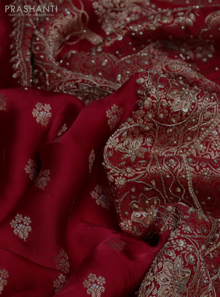 Banarasi silk saree red with allover zari woven buttas and zardosi work pallu & border