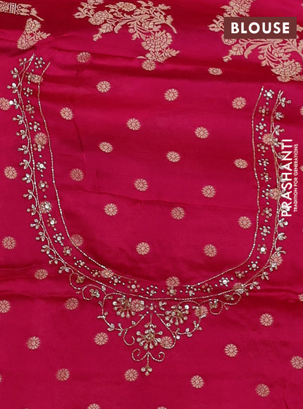Banarasi silk saree pink with allover zari woven weaves and zardosi work pallu & border