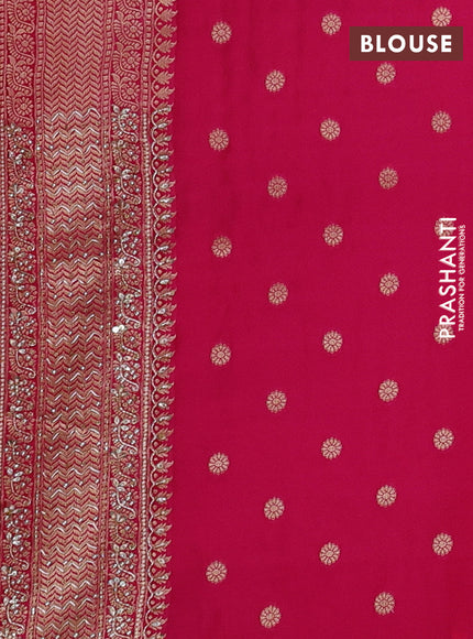 Banarasi silk saree pink with allover zari woven weaves and zardosi work pallu & border