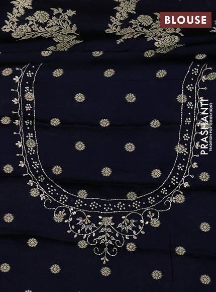 Banarasi silk saree navy blue with allover zari woven buttas and zardosi work pallu & border
