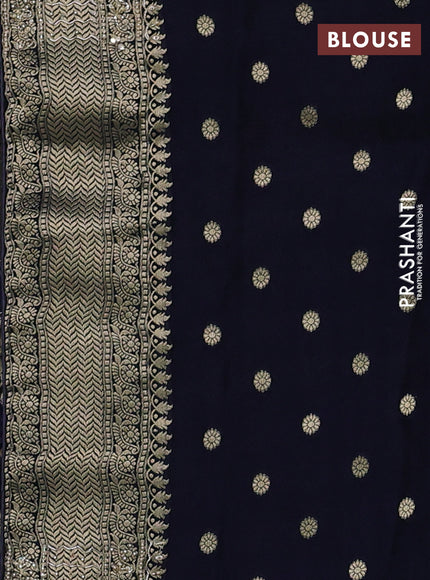Banarasi silk saree navy blue with allover zari woven buttas and zardosi work pallu & border