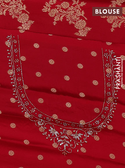 Banarasi silk saree red with allover zari woven weaves and zardosi work pallu & border