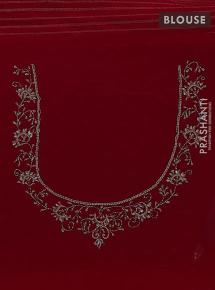 Banarasi silk saree red with allover zari woven buttas and zardosi work pallu & border