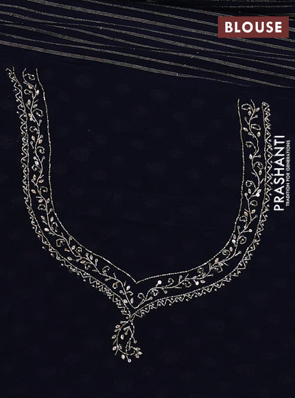 Banarasi silk saree navy blue with allover zari woven buttas and zardosi work pallu & border