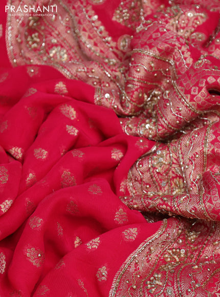 Banarasi silk saree pink with allover zari woven buttas and zardosi work pallu & border