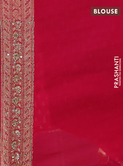 Banarasi silk saree pink with allover zari woven buttas and zardosi work pallu & border
