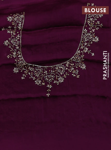 Banarasi silk saree purple with allover zari woven floral weaves and zardosi work pallu & border