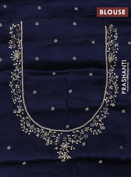Banarasi silk saree navy blue with allover zari woven weaves and zardosi work pallu & border