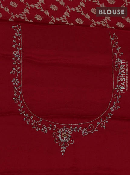 Banarasi silk saree red with allover zari woven floral weaves and zardosi work pallu & border