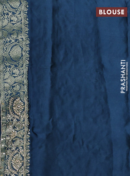 Banarasi silk saree peacock green with allover zari woven weaves and zardosi work pallu & border