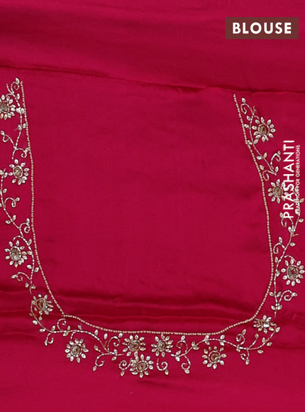 Banarasi silk saree dark pink with allover zari woven floral weaves and zardosi work pallu & border