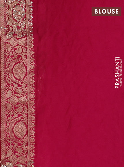 Banarasi silk saree dark pink with allover zari woven floral weaves and zardosi work pallu & border