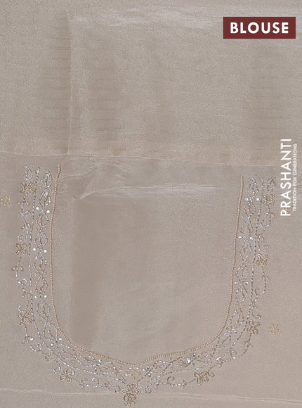 Banarasi silk saree beige shade with allover zari woven buttas and zardosi work pallu & border