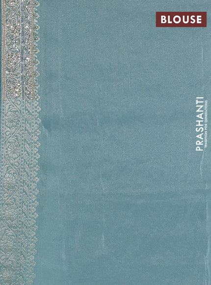 Banarasi silk saree pastel blue with allover zari woven buttas and zardosi work pallu & border