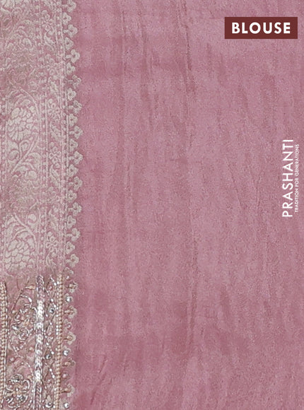 Banarasi silk saree mauve pink with allover zari woven buttas and zardosi work pallu & border