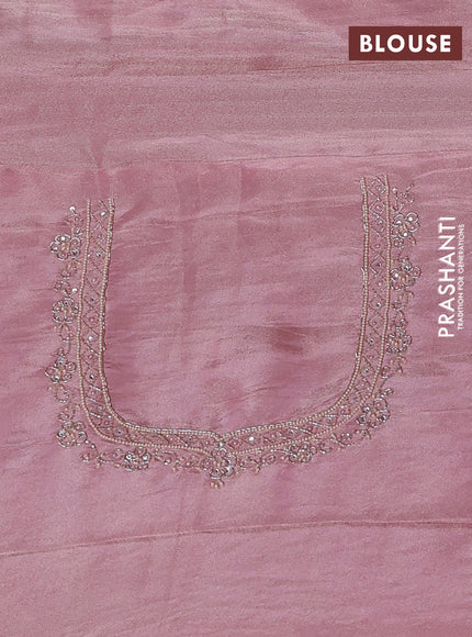 Banarasi silk saree mauve pink with allover zari woven buttas and zardosi work pallu & border