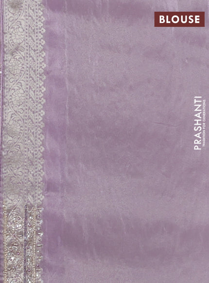 Banarasi silk saree lavender with allover zari woven buttas and zardosi work pallu & border