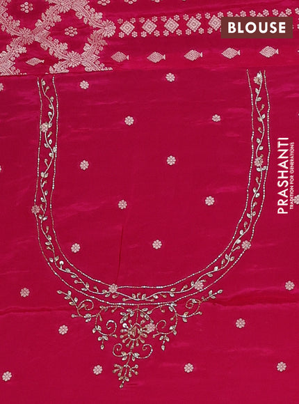 Banarasi silk saree pink with allover zari woven weaves and zardosi work pallu & border