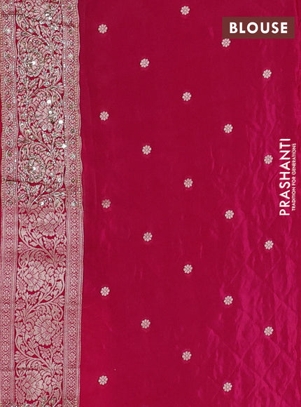 Banarasi silk saree pink with allover zari woven weaves and zardosi work pallu & border