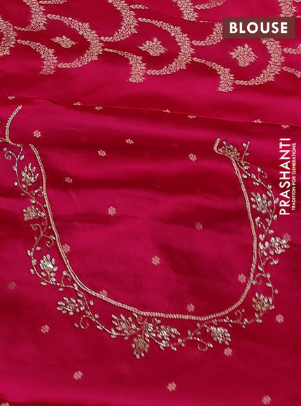 Banarasi silk saree pink with allover zari woven weaves and zardosi work pallu & border