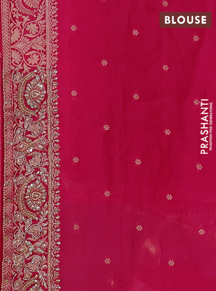 Banarasi silk saree pink with allover zari woven weaves and zardosi work pallu & border