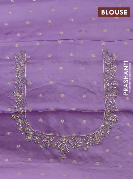 Banarasi silk saree lavender with allover zari woven weaves and zardosi work pallu & border