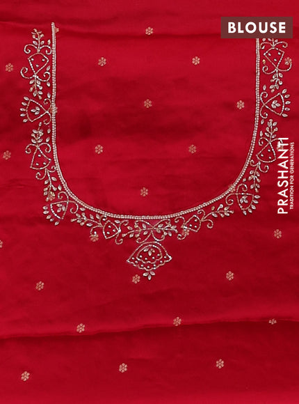 Banarasi silk saree red with allover zari woven weaves and zardosi work pallu & border