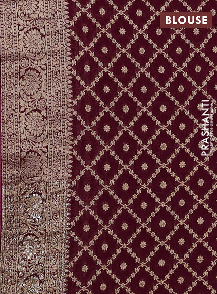 Banarasi silk saree purple shade with allover zari woven buttas and zardosi work pallu & border