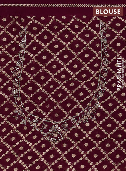 Banarasi silk saree purple shade with allover zari woven buttas and zardosi work pallu & border