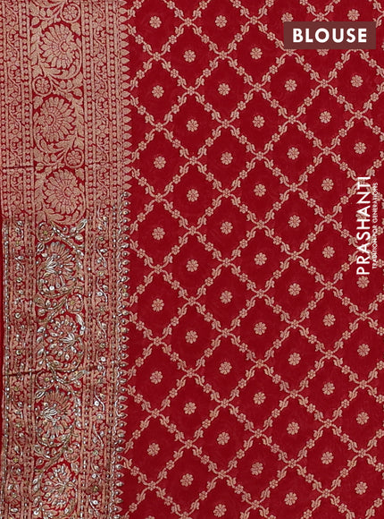Banarasi silk saree red with allover zari woven buttas and zardosi work pallu & border