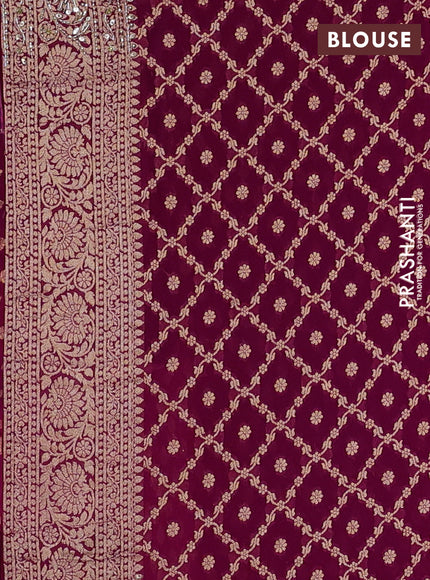 Banarasi silk saree deep pink with allover zari woven buttas and zardosi work pallu & border