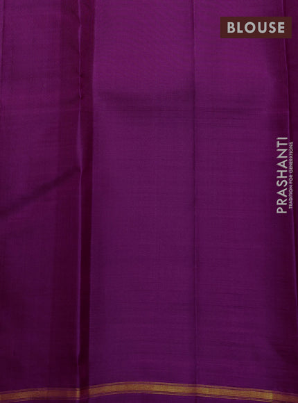 Pure kanchipuram silk saree purple with plain body and zari woven parrot butta border