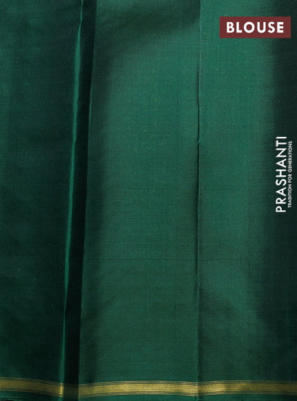 Pure kanchipuram silk saree green with plain body and zari woven parrot butta border