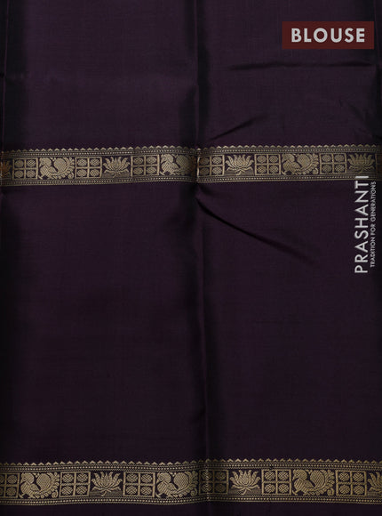 Pure kanchipuram silk saree wine shade with allover thread woven brocade weaves and long zari woven muniya butta border