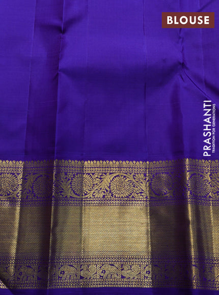 Pure kanchipuram silk saree pastel green and blue with zari woven buttas and rich zari woven korvai border