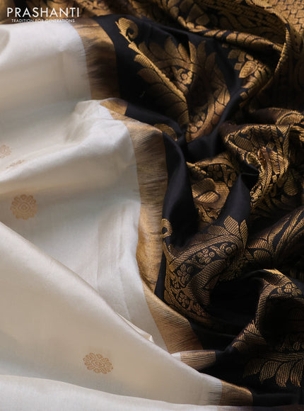 Pure gadwal silk saree off white with zari woven buttas and ganga jamuna border