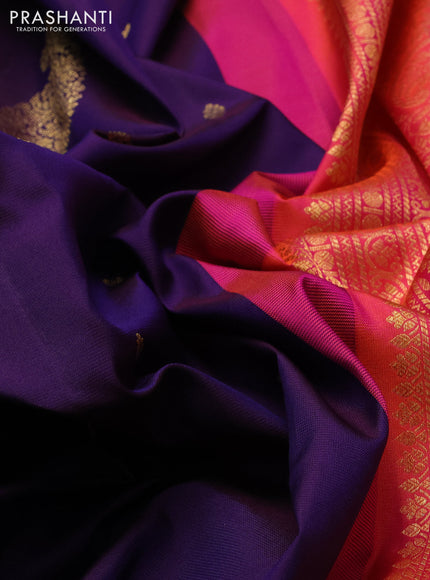 Pure gadwal silk saree purple and pink with allover zari woven buttas and zari woven korvai border