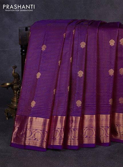 Pure gadwal silk saree dark magenta pink with allover zari checks & buttas and zari woven border