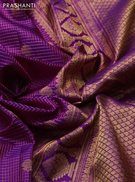 Pure gadwal silk saree dark magenta pink with allover zari checks & buttas and zari woven border