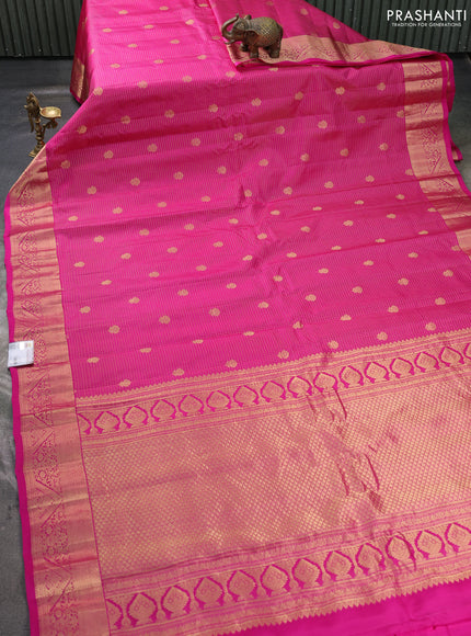 Pure gadwal silk saree dark pink with allover zari small checks & buttas and zari woven border