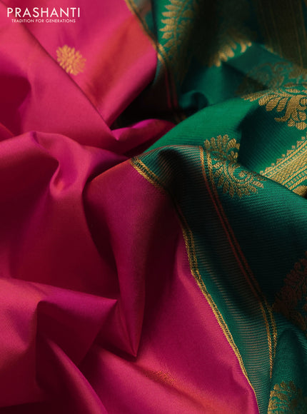 Pure gadwal silk saree peach pink and green with allover silver & zari woven buttas and rettapet zari woven korvai border