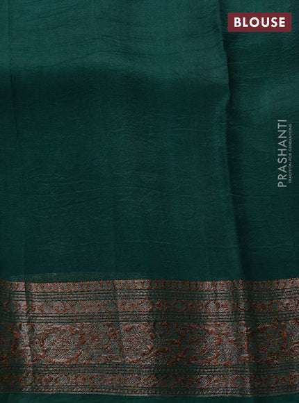 Banarasi organza saree blue and red green with thread & zari woven buttas and woven border