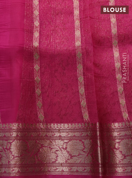 Banarasi organza saree beige and pink with thread & zari woven buttas and woven border
